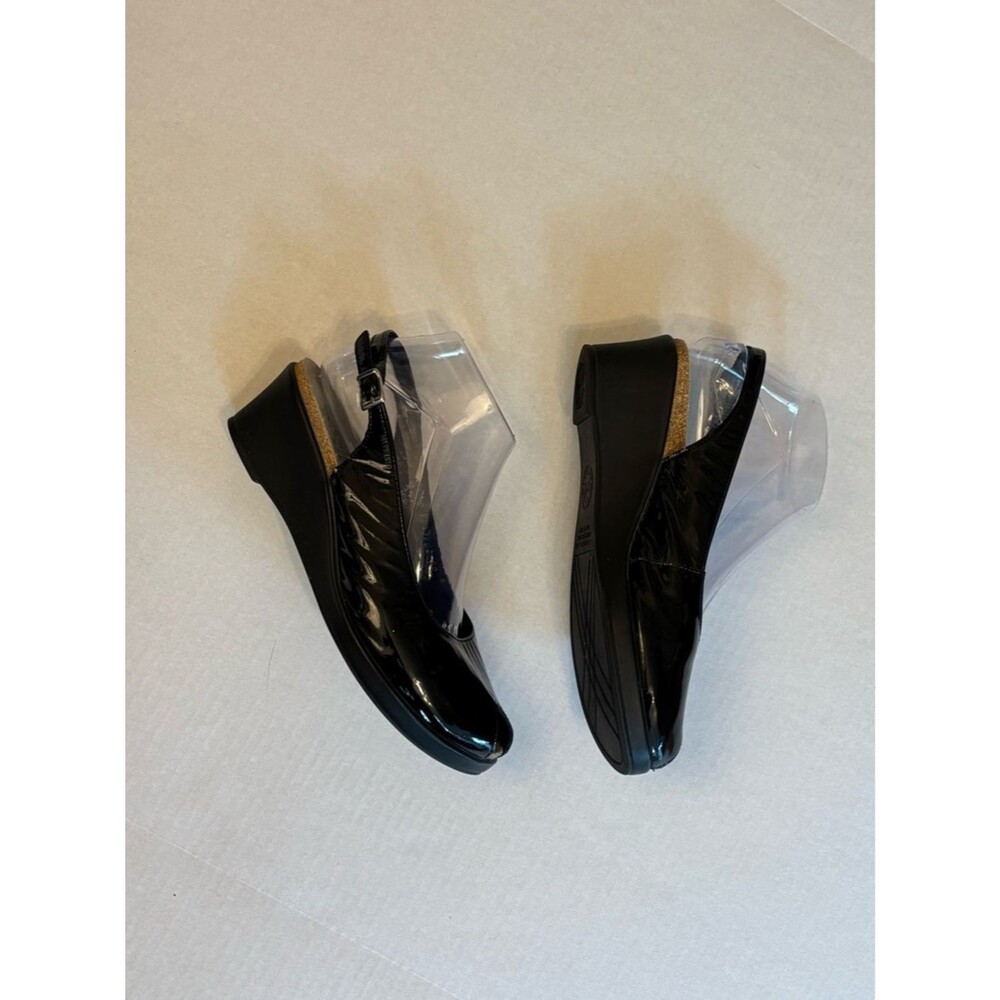 Mephisto Natasha peep toe slingback black leather wedge sandals shoes sz 39 (9) - Picture 4 of 9